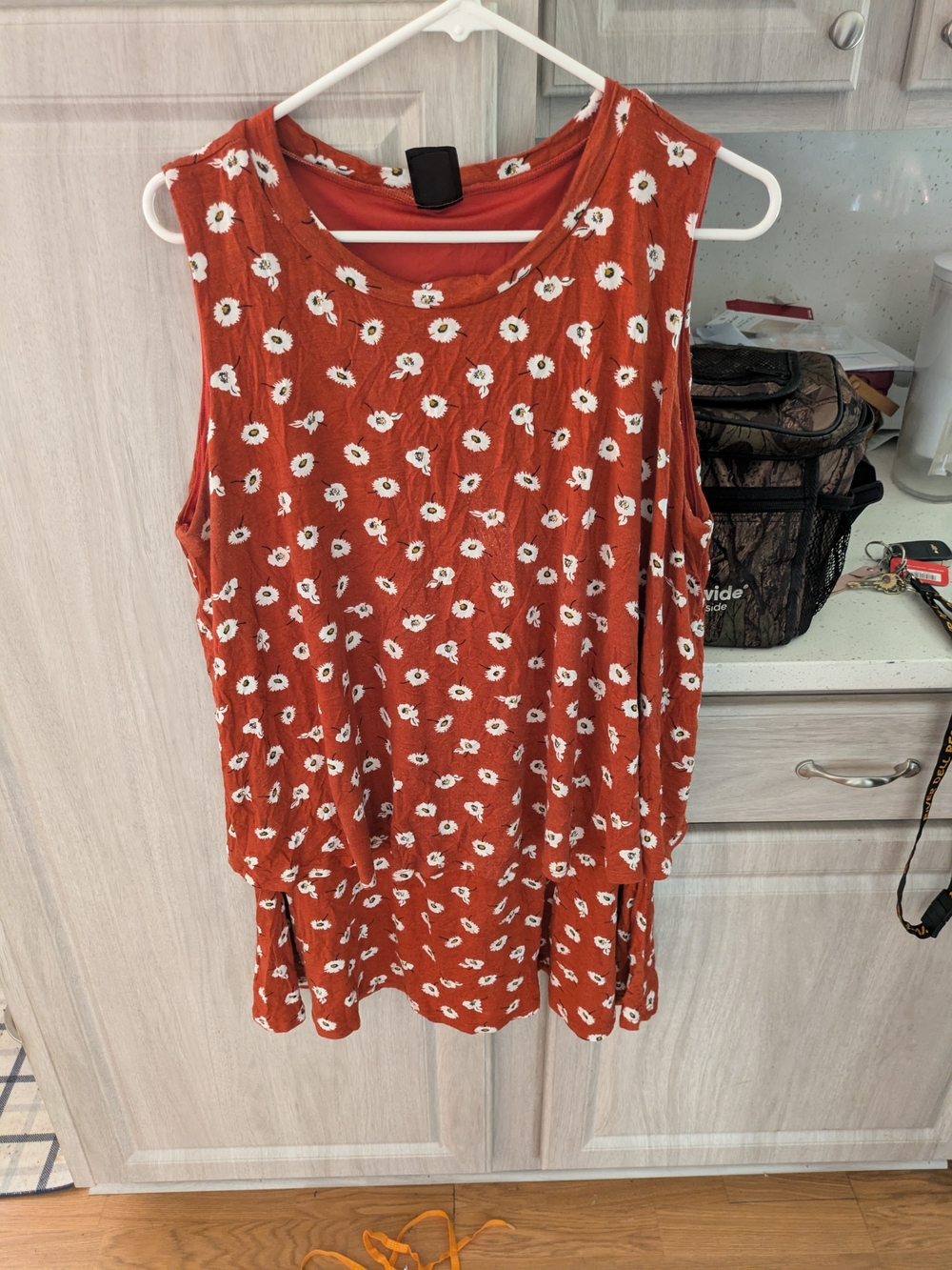 Agnes & Dora Rust Tank Top with White Floral Print